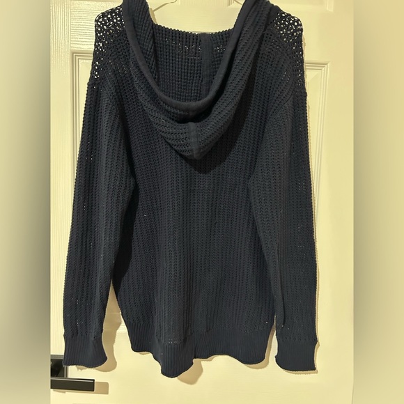 Athleta hoodie Pullover waffle high low sweater navy s large - Picture 3 of 4